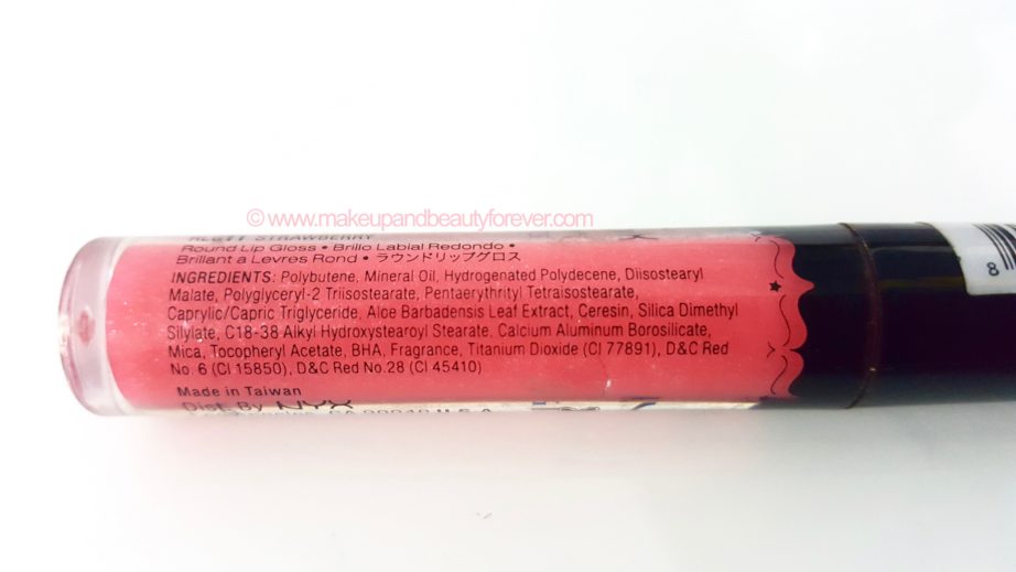 NYX Girls Round Lip Gloss Strawberry Review Swatches Ingredients